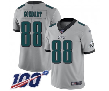Nike Eagles #88 Dallas Goedert Silver Men's Stitched NFL Limited Inverted Legend 100th Season Jersey