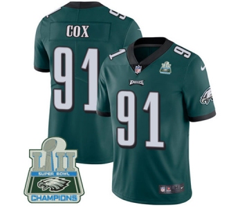 Nike Eagles #91 Fletcher Cox Midnight Green Team Color Super Bowl LII Champions Men's Stitched NFL Vapor Untouchable Limited Jersey