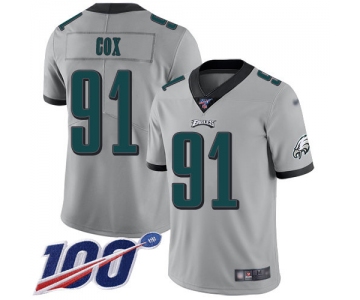 Nike Eagles #91 Fletcher Cox Silver Men's Stitched NFL Limited Inverted Legend 100th Season Jersey