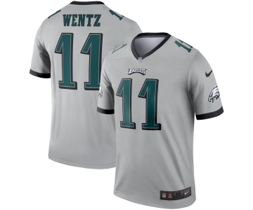 Nike Philadelphia Eagles 11 Carson Wentz Silver Inverted Legend Jersey