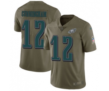 Nike Philadelphia Eagles #12 Randall Cunningham Olive Men's Stitched NFL Limited 2017 Salute To Service Jersey