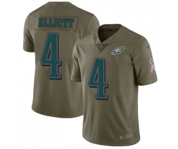 Nike Philadelphia Eagles #4 Jake Elliott Olive Men's Stitched NFL Limited 2017 Salute To Service Jersey