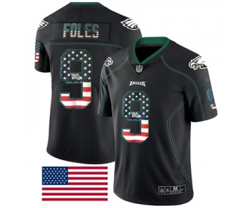 Nike Philadelphia Eagles #9 Nick Foles Black Men's Stitched NFL Limited Rush USA Flag Jersey