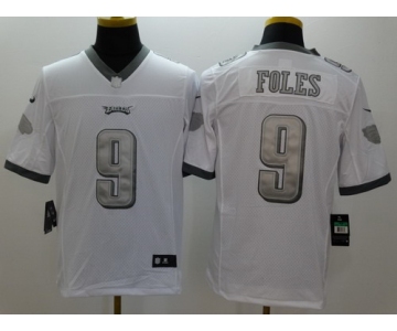 Nike Philadelphia Eagles #9 Nick Foles Platinum White Limited Jersey