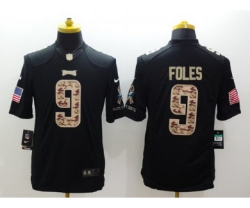 Nike Philadelphia Eagles #9 Nick Foles Salute to Service Black Limited Jersey
