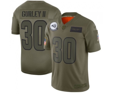 Men Los Angeles Rams 30 Gurley ii Green Nike Olive Salute To Service Limited NFL Jerseys