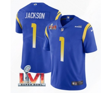 Men's Los Angeles Rams #1 DeSean Jackson 2022 Royal Super Bowl LVI Vapor Limited Stitched Jersey