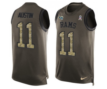 Men's Los Angeles Rams #11 Tavon Austin Green Salute to Service Hot Pressing Player Name & Number Nike NFL Tank Top Jersey