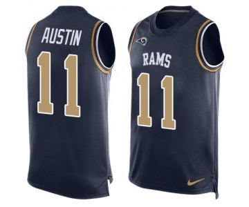 Men's Los Angeles Rams #11 Tavon Austin Navy Blue Hot Pressing Player Name & Number Nike NFL Tank Top Jersey