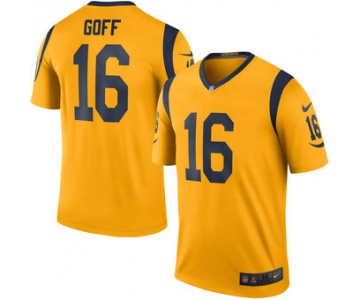 Men's Los Angeles Rams #16 Jared Goff Nike Gold Color Rush Legend Jersey