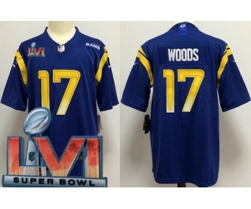 Men's Los Angeles Rams #17 Robert Woods Limited Blue 2022 Super Bowl LVI Bound Vapor Jersey