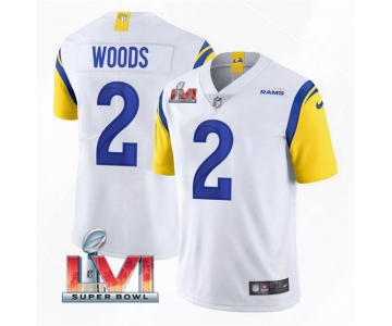Men's Los Angeles Rams #2 Robert Woods 2022 White Super Bowl LVI Vapor Limited Stitched Jersey