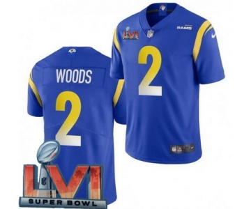 Men's Los Angeles Rams #2 Robert Woods Limited Blue 2022 Super Bowl LVI Bound Vapor Jersey