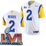 Men's Los Angeles Rams #2 Robert Woods Limited White Alternate 2022 Super Bowl LVI Bound Vapor Jersey