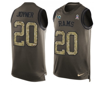 Men's Los Angeles Rams #20 Lamarcus Joyner Green Salute to Service Hot Pressing Player Name & Number Nike NFL Tank Top Jersey