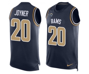 Men's Los Angeles Rams #20 Lamarcus Joyner Navy Blue Hot Pressing Player Name & Number Nike NFL Tank Top Jersey