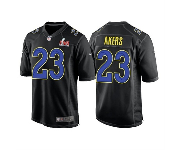 Men's Los Angeles Rams #23 Cam Akers 2022 Black Super Bowl LVI Game Stitched Jersey
