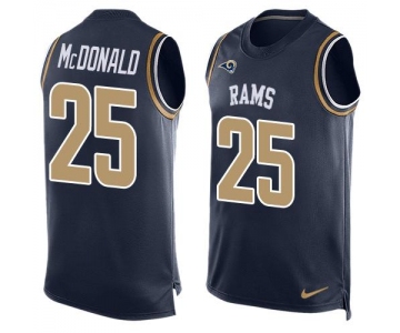 Men's Los Angeles Rams #25 T.J. McDonald Navy Blue Hot Pressing Player Name & Number Nike NFL Tank Top Jersey
