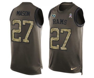 Men's Los Angeles Rams #27 Tre Mason Green Salute to Service Hot Pressing Player Name & Number Nike NFL Tank Top Jersey