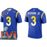 Men's Los Angeles Rams #3 Odell Beckham Jr Limited Blue 2022 Super Bowl LVI Bound Vapor Jersey