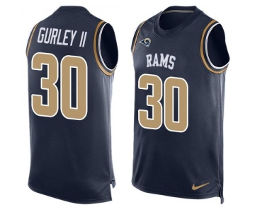 Men's Los Angeles Rams #30 Todd Gurley II Navy Blue Hot Pressing Player Name & Number Nike NFL Tank Top Jersey