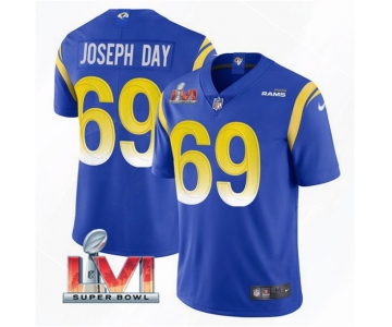 Men's Los Angeles Rams #69 Sebastian Joseph-Day 2022 Royal Super Bowl LVI Vapor Limited Stitched Jersey