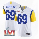 Men's Los Angeles Rams #69 Sebastian Joseph-Day 2022 White Super Bowl LVI Vapor Limited Stitched Jersey