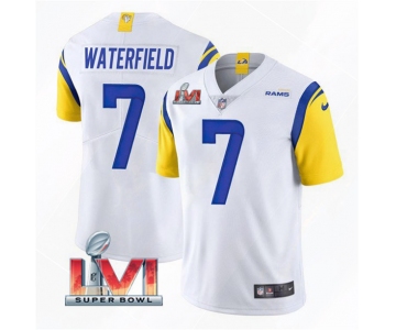 Men's Los Angeles Rams #7 Bob Waterfield 2022 White Super Bowl LVI Vapor Limited Stitched Jersey