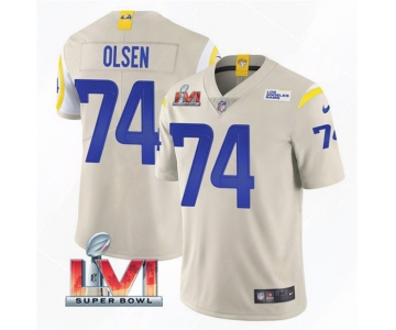 Men's Los Angeles Rams #74 Merlin Olsen 2022 Bone Super Bowl LVI Vapor Limited Stitched Jersey