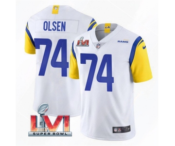 Men's Los Angeles Rams #74 Merlin Olsen 2022 White Super Bowl LVI Vapor Limited Stitched Jersey