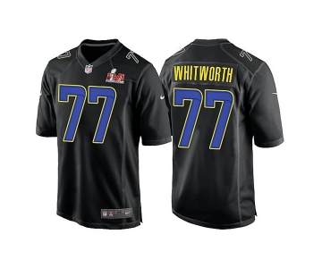 Men's Los Angeles Rams #77 Andrew Whitworth 2022 Black Super Bowl LVI Game Stitched Jersey