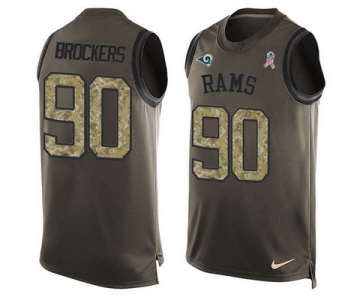 Men's Los Angeles Rams #90 Michael Brockers Green Salute to Service Hot Pressing Player Name & Number Nike NFL Tank Top Jersey