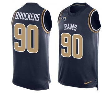 Men's Los Angeles Rams #90 Michael Brockers Navy Blue Hot Pressing Player Name & Number Nike NFL Tank Top Jersey
