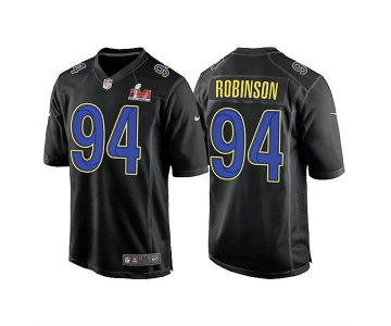 Men's Los Angeles Rams #94 A'Shawn Robinson 2022 Black Super Bowl LVI Game Stitched Jersey