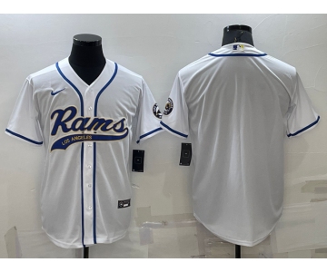 Men's Los Angeles Rams Blank White Stitched MLB Cool Base Nike Baseball Jersey