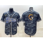 Men's Los Angeles Rams Grey Camo Team Big Logo With Patch Cool Base Stitched Baseball Jersey