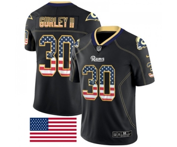 Nike Los Angeles Rams #30 Todd Gurley II Black Men's Stitched NFL Limited Rush USA Flag Jersey