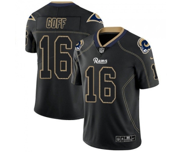 Nike Rams 16 Jared Goff Lights Out Black Men's Stitched NFL Limited Rush Jersey