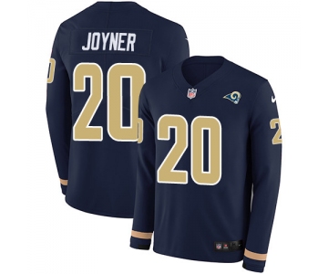 Nike Rams #20 Lamarcus Joyner Navy Blue Team Color Men's Stitched NFL Limited Therma Long Sleeve Jersey