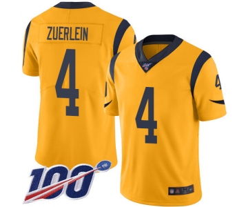 Nike Rams #4 Greg Zuerlein Gold Men's Stitched NFL Limited Rush 100th Season Jersey