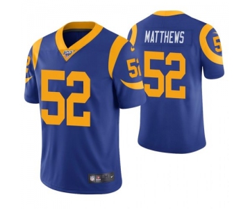 Nike Rams 52 Clay Matthews Royal 100th Season Vapor Untouchable Limited Jersey