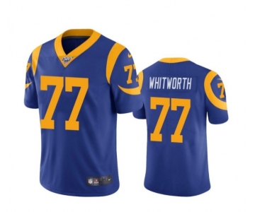 Nike Rams #77 Andrew Whitworth Royal Blue Alternate Men's Stitched NFL 100th Season Vapor Limited Jersey