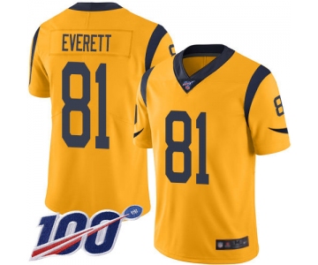 Nike Rams #81 Gerald Everett Gold Men's Stitched NFL Limited Rush 100th Season Jersey