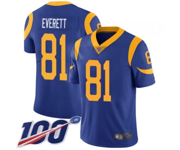 Nike Rams #81 Gerald Everett Royal Blue Alternate Men's Stitched NFL 100th Season Vapor Limited Jersey