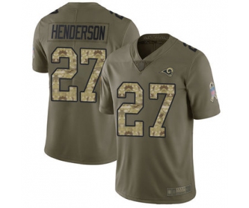 Rams #27 Darrell Henderson Olive Camo Men's Stitched Football Limited 2017 Salute To Service Jersey