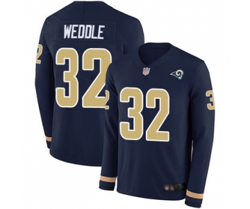 Rams #32 Eric Weddle Navy Blue Team Color Men's Stitched Football Limited Therma Long Sleeve Jersey