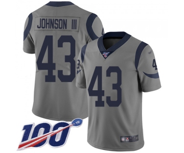 Rams #43 John Johnson III Gray Men's Stitched Football Limited Inverted Legend 100th Season Jersey