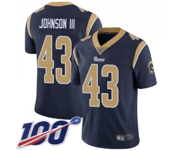 Rams #43 John Johnson III Navy Blue Team Color Men's Stitched Football 100th Season Vapor Limited Jersey