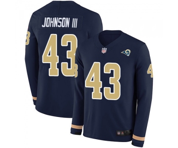 Rams #43 John Johnson III Navy Blue Team Color Men's Stitched Football Limited Therma Long Sleeve Jersey