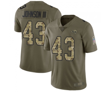 Rams #43 John Johnson III Olive Camo Men's Stitched Football Limited 2017 Salute To Service Jersey